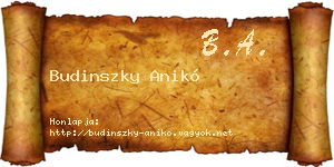 Budinszky Anikó névjegykártya